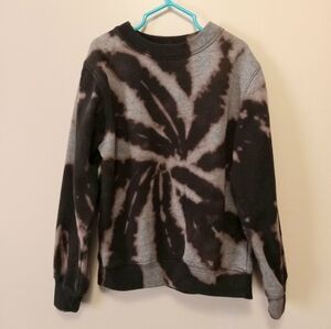 Kids bleached spiral tie dye black gray sweat shirt size 8 18 boys girls unisex